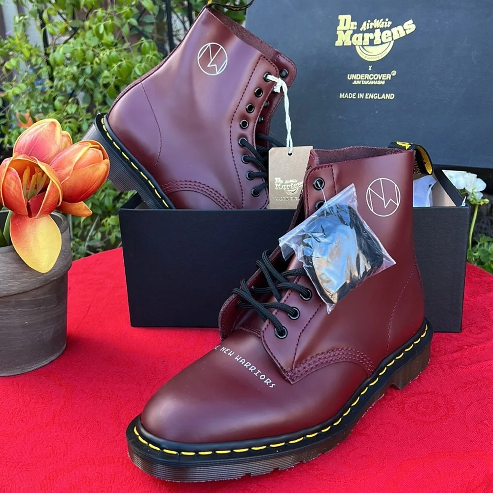 🏴󠁧󠁢󠁥󠁮󠁧󠁿 New MIE Undercover x Dr. Martens Cherry Red 1460 Boots UK 7 - Picture 13 of 17